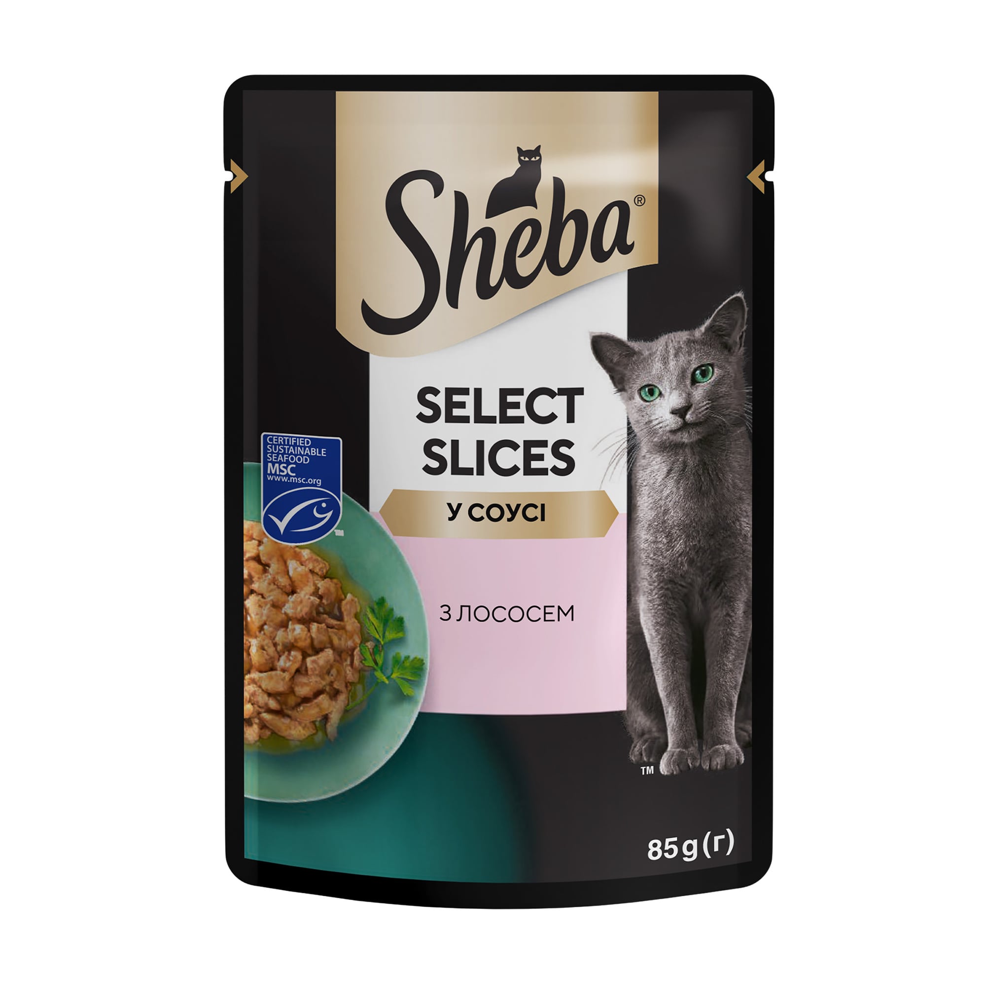 Вологий корм для дорослих кішок Sheba з лососем в соусі, 85 г